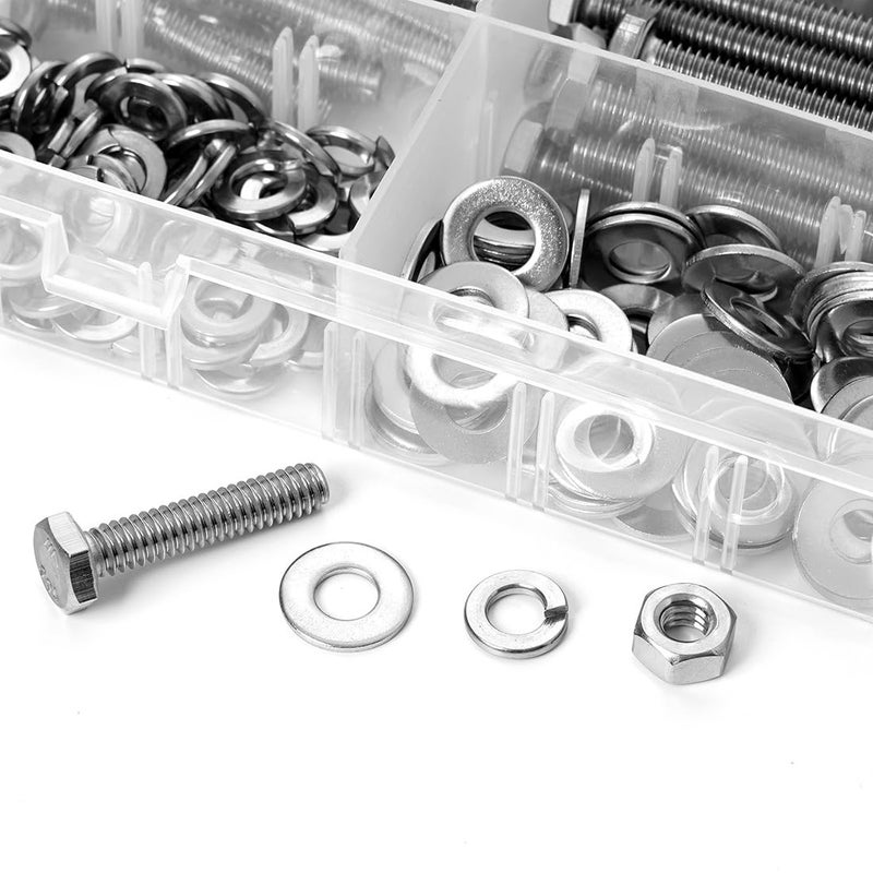 Sprite Science 280PCs 1/4-20 Hex Bolts Screws Hex Nuts Flat Washers Lock Washer Kit, Stainless Steel 304, Fully Threaded Hex Bolt 1/4-20 x 1/2" 3/4" 1" 1-1/4" 1-1/2" 1-3/4" 2" Length - Image 4